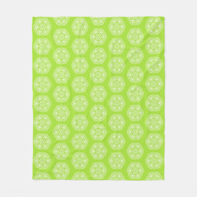 Lime Mandala Fleece Blanket (Front)
