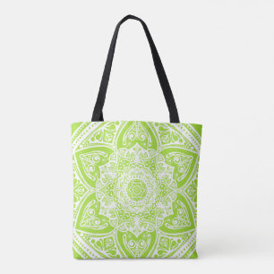 Lime Mandala Tote Bag