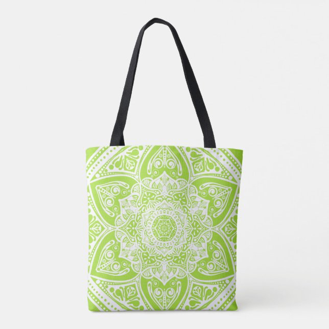 Lime Mandala Tote Bag (Back)