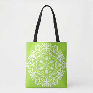 Lime Mandala Tote Bag