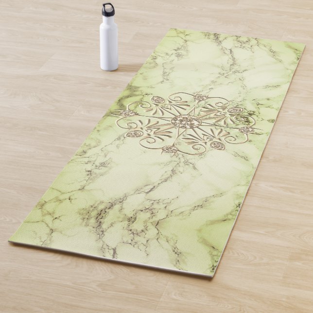 Lime Marble Mandala Gem Yoga Mat (In Situ)