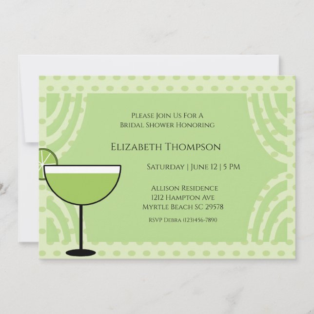 Lime Margarita Fête des mariées Party Invitation (Devant)