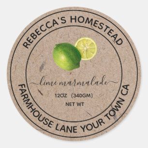 Lime Marmalade Kraft Papier de canne Étiquettes