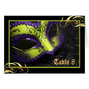 Lime Masquerade Mask Table Number Card