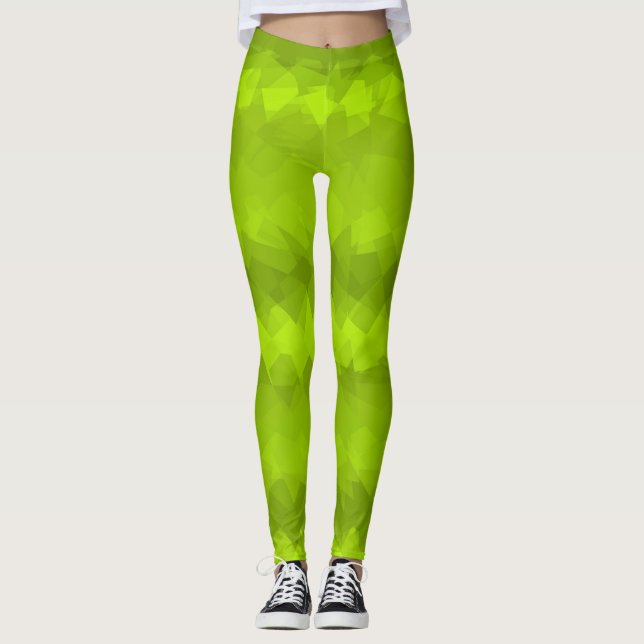 Lime Modern Geometric Pattern Leggings (Front)
