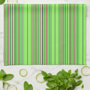 Lime Multicolored Stripes Kitchen Towel