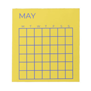 Lime Navy Undated May Calendar Notepad