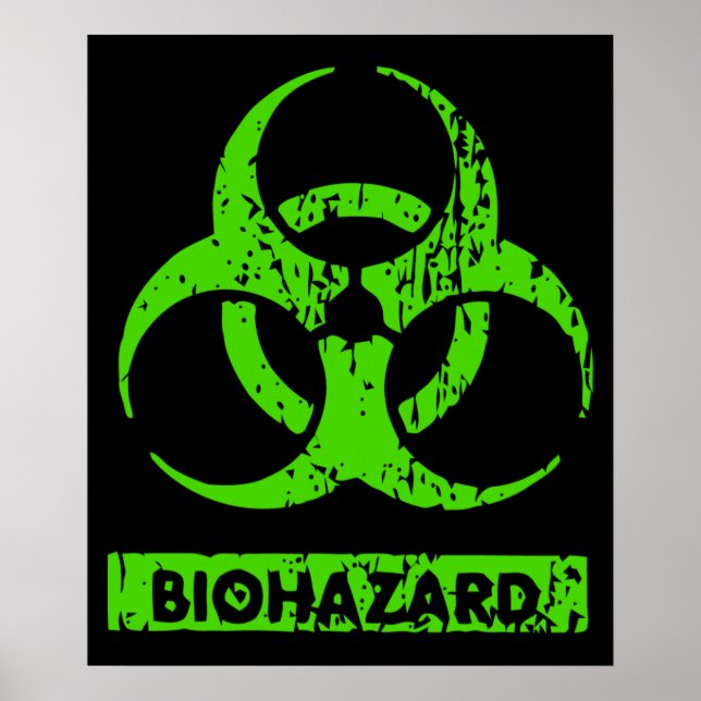 Lime Neon Green Bio-Hazard Chemicals Graphic Poster (Front)
