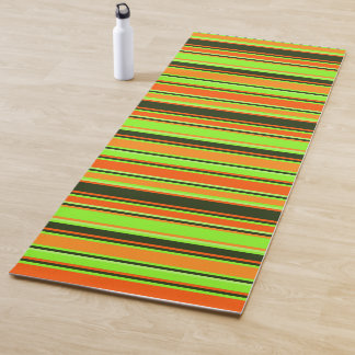 Lime, Orange, and Tangerine Striped Yoga Mat