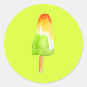 Lime orange popsicle Summer ice-block pop art Classic Round Sticker