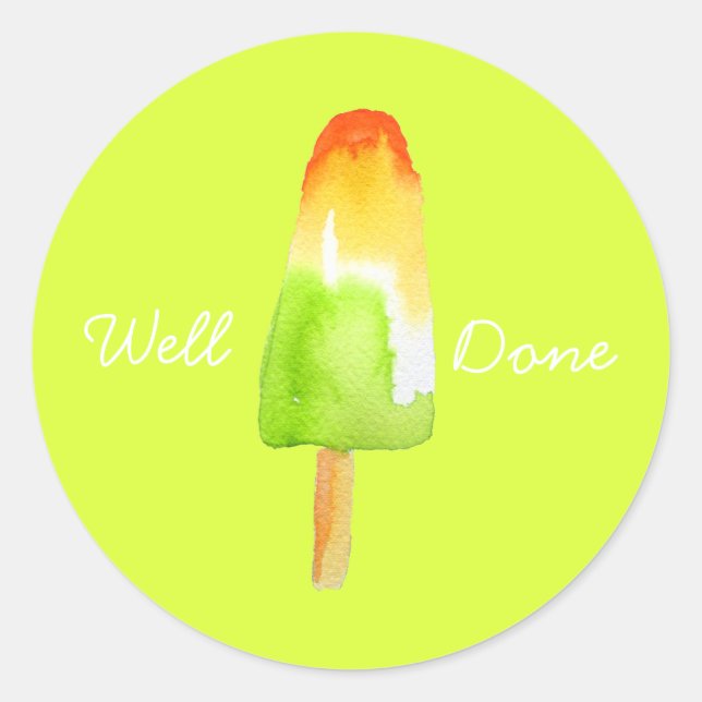 Lime orange popsicle Summer ice-block pop art Classic Round Sticker (Front)