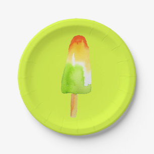 Lime orange popsicle Summer ice-block pop art Paper Plate