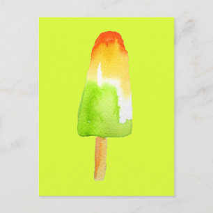 Lime orange popsicle Summer ice-block pop art Postcard