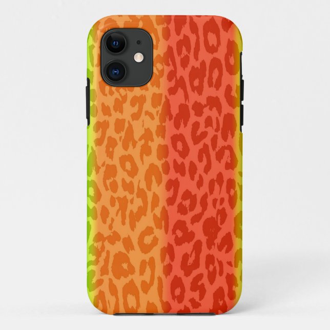 Lime Orange Red Yellow Leopard Retro Stripes Case-Mate iPhone Case (Back)