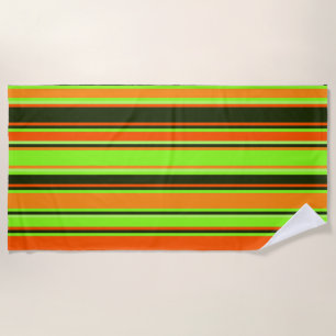 Lime, Orange, & Tangerine Striped Beach Towel