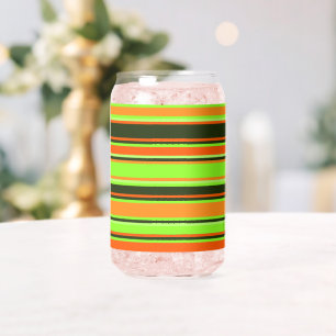 Lime, Orange, & Tangerine Striped Glass Can