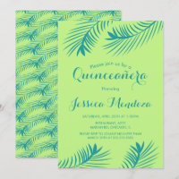 Lime Palm Leaf Quinceañera Sweet 16 Invitation