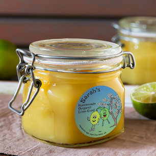 Lime Pals Funny Cartoon Preserves Curd and More Classic Round Sticker