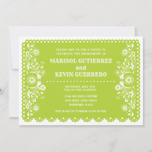 Lime Papel Picado Cinco de Mayo Engagement Party Invitation