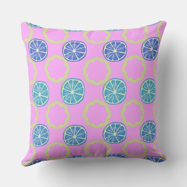 Lime Pillow Lime Pattern Fruit Citrus Decor (Back)