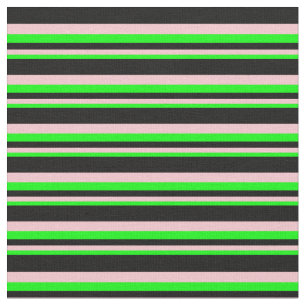 Lime, Pink, and Black Coloured Pattern of Stripes Fabric