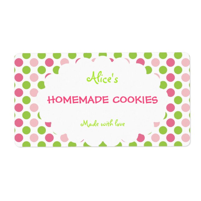 Lime&Pink Polka Dot Cookies personnalisés faits ma (Devant)