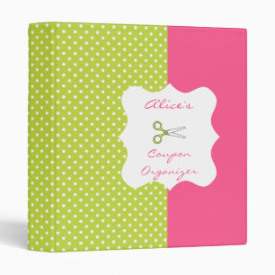 Lime&Pink Polka Dot Personalized Coupon Organizer Binder