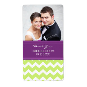 Lime Plum Chevron Photo Wedding Labels