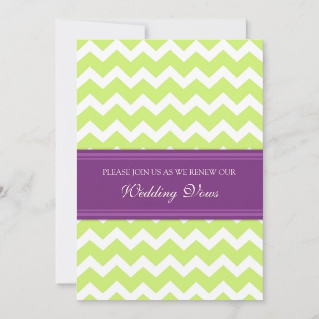 Lime Plum Chevron Wedding Vow Renewal Invitations (Front)