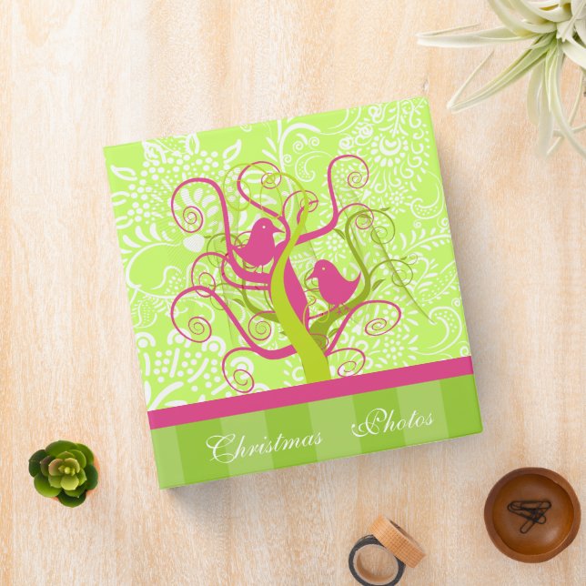 Lime & Plum Christmas Photos Binder With Birds (In Situ)