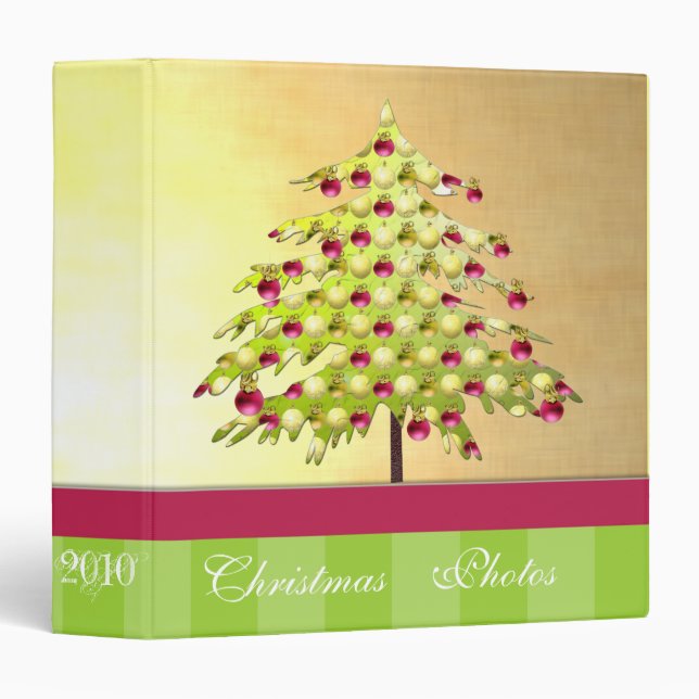 Lime & Plum Christmas Photos Binder With Stripes (Front/Spine)