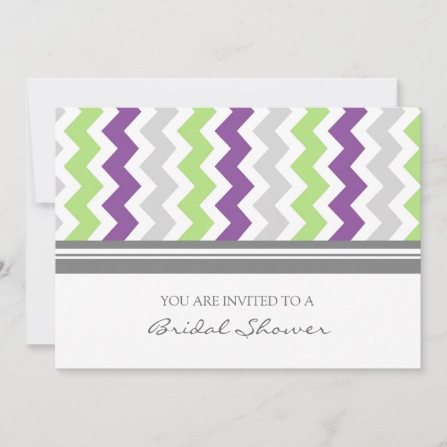 Lime Plum Grey Chevron Bridal Shower Invitation (Front)