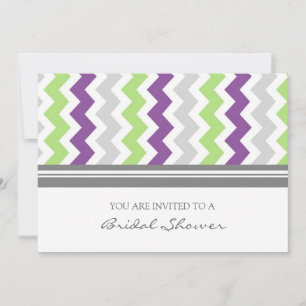Lime Plum Grey Chevron Bridal Shower Invitation