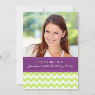 Lime Plum Photo 20th Birthday Party Invitations