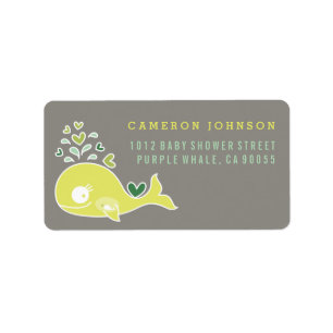 Lime Pregnant Maman Baleine Baby shower Étiquettes