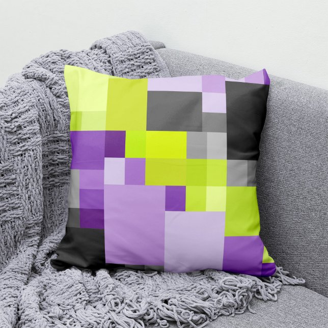 Lime purple abstract geometric Throw pillow (Creator Uploaded)