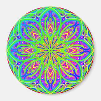 Lime Purple Colourful Mandala Style Boho Magnet