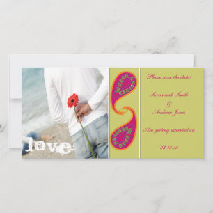 Lime & Raspberry Paisley Save the Date  Your Photo