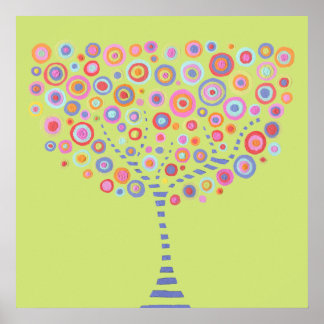 Lime Retro Tree Name Room Wall Poster