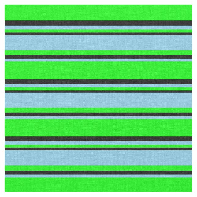 Lime, Sky Blue & Black Pattern Fabric (Close Up)