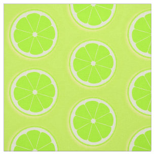 Lime slice green yellow fruits fabric
