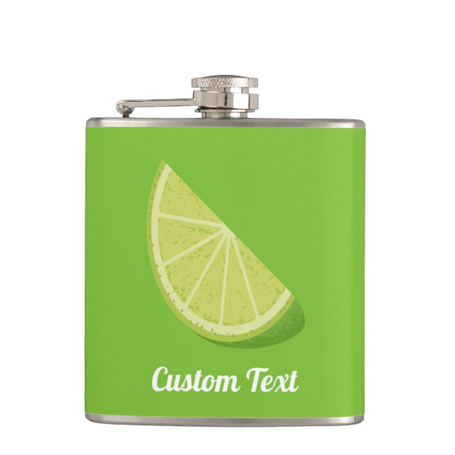 Lime Slice Hip Flask (Front)