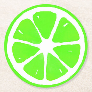 Lime Slice  Round Paper Coaster