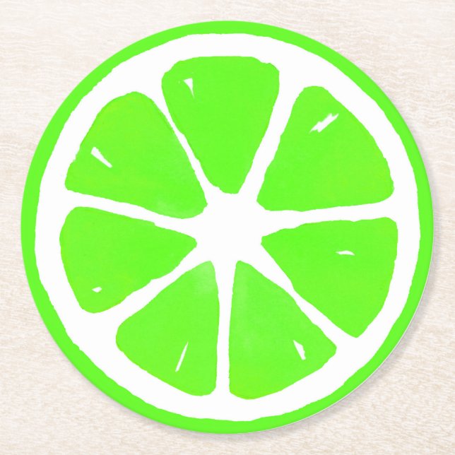 Lime Slice  Round Paper Coaster (Front)