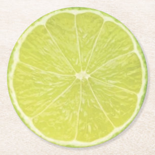 Lime Slice  Round Paper Coaster