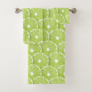 Lime slices bath towel set