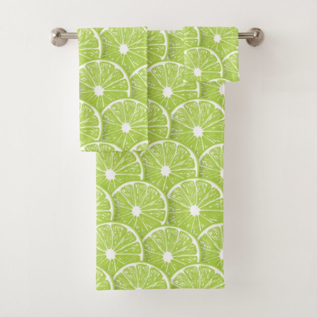 Lime slices bath towel set (Insitu)