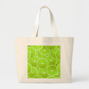 Lime slices large tote bag