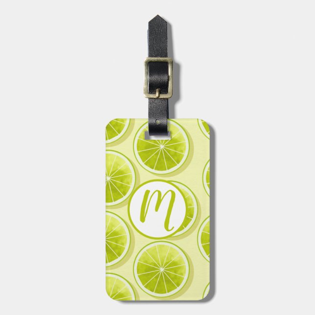 Lime Slices on Light Yellow Luggage Tag (Front Vertical)