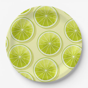 Lime Slices on Light Yellow Paper Plate